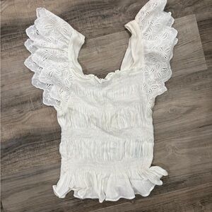 Elegant White Lace Sleeve Women's Top